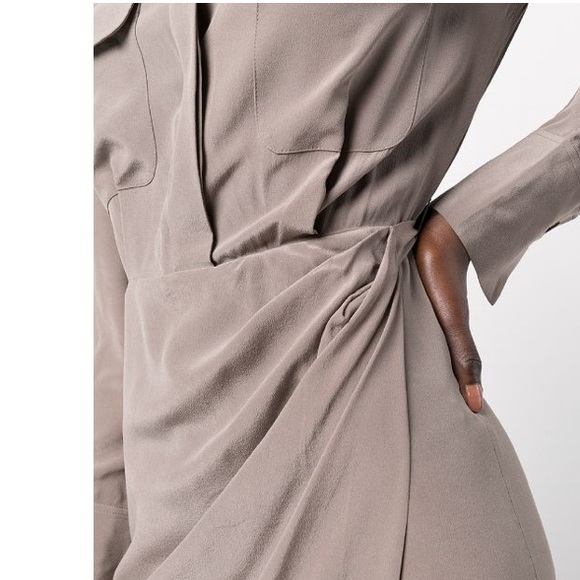 Equipment Quentell Silk Dress crepe de chine Draped Silk Wrap Shirt Dress Size 4 - Picture 5 of 8